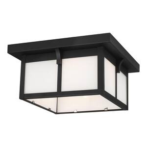 Generation Lighting Tomek 2 -Light Black Outdoor Urban Craftsman Flush ...