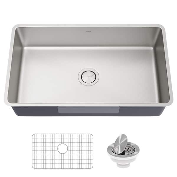 KRAUS Dex 16-Gauge Stainless Steel 31.5 in. Single Bowl Undermount Kitchen Sink