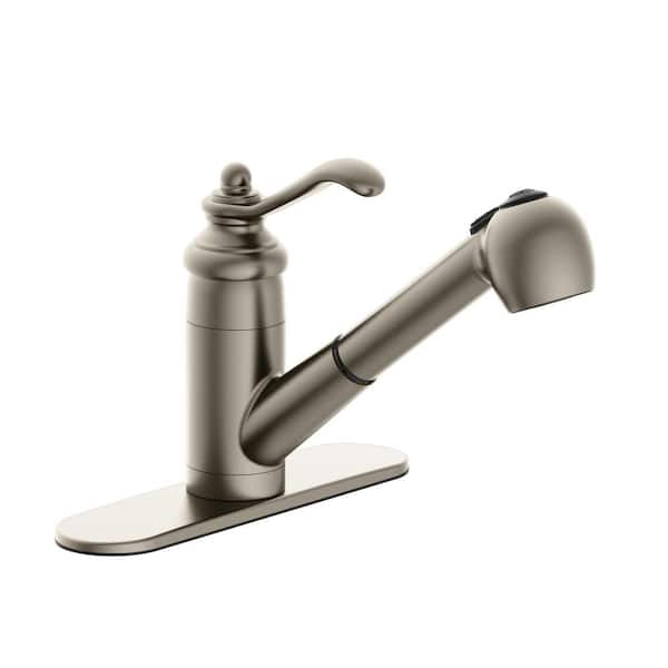 PRIVATE BRAND UNBRANDED Lisbon Single-Handle Pull-Out Sprayer Kitchen Faucet in Brushed Nickel