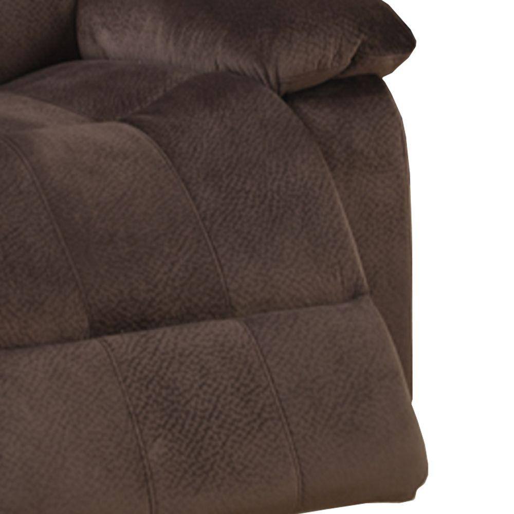 Contemporary Choco Brown Leather Rocker Recliner with Pillow Top Armrest