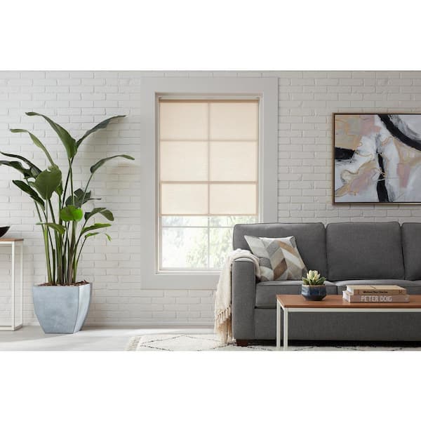 StyleWell Cut-to-Size Linen Cordless Light Filtering Fabric Roller Shade 37.25 in. W x 72 in. L