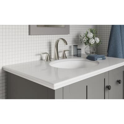 Cursiva 8 in. Widespread 2-Handle Bathroom Faucet in Vibrant Brushed Nickel