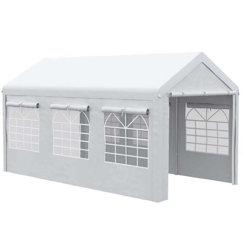 10 ft. x 20 ft. Party Tent and Carport, Height Adjustable Portable Garage, Canopy 8 Legs with Sidewalls for Car, Garden price history on PriceWatchPro