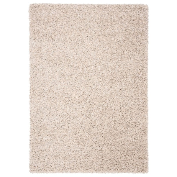 August Shag Beige 5 ft. x 8 ft. Solid Area Rug