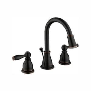 Mandouri 8 in. Widespread Double-Handle LED High-Arc Bathroom Faucet in Bronze