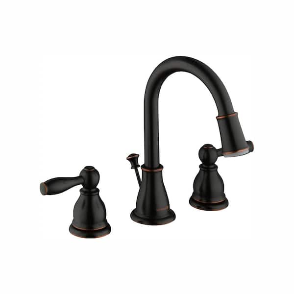 Glacier Bay Mandouri 8 in. Widespread Double-Handle LED High-Arc Bathroom Faucet in Bronze
