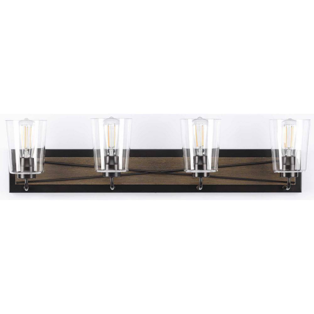Briarwood Antique Bronze 4-Light Bath Vanity with Clear Glass Shades