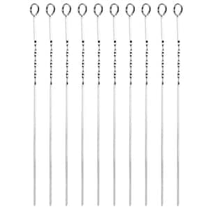 Stainless Steel 16 in. 10-Pieces BBQ Skewers V-Shape Shish Kebab Sticks Reusable Barbecue Cooking Accessory Skewers Set