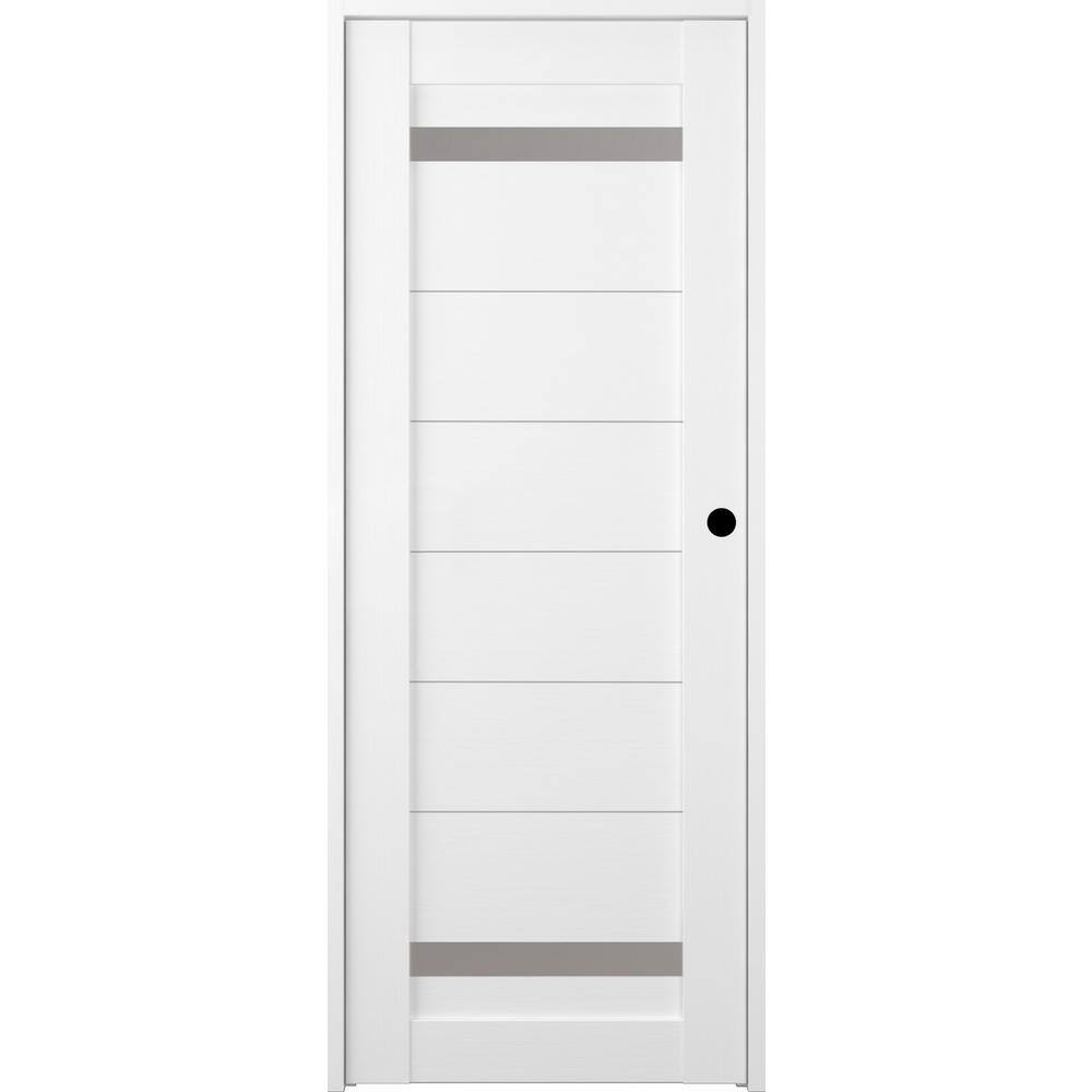Perla 36 in. x 95.25 in. Left-Hand Frosted Glass Bianco Noble Solid Core Wood Composite Single Prehung Interior Door price history on PriceWatchPro