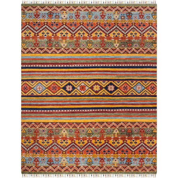 Nomad 9 ft. x 12 ft. Multi Geometric Striped Area Rug