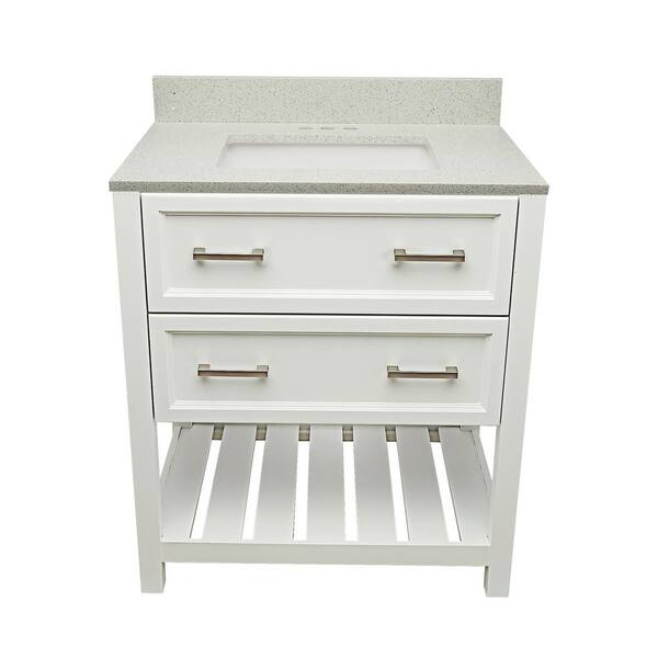 Ella Tremblant 31 in. W x 22 in. D x 36 in. H Bath Vanity in White with Quartz Stone Galaxy White Top with White Basin
