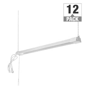 3 ft. Plug-in LED Shop Light with Pull Chain 3000 Lumens Garage Light Workshop Basement 4000K Bright White (12-Pack)