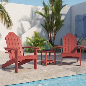Amanda Wine Red Recycle Plastic Ply Weather Resistant Outdoor Patio Adirondack Chair For Outdoor Patio Fire Pit (2-Pack)