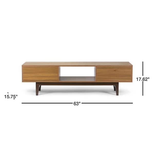Sluiting Giet partner Glamour Home Alvin 63 in. Walnut and White Engineered Wood TV Stand with 2  Drawer Fits TVs Up to 107 in. with Cable Management-GHTVS-1260 - The Home  Depot