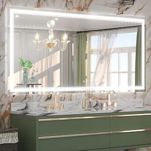 72 in. W x 36 in. H Large Rectangular Frameless Front LED Lights Anti-Fog Wall Bathroom Vanity Mirror in Tempered Glass