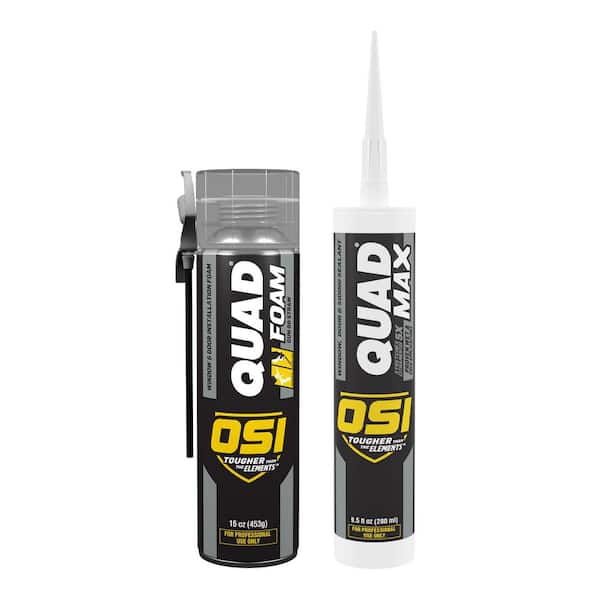 QUAD Window & Door 16 fl oz Tan Insulation Foam and QUAD Max 9.5 fl oz White Caulk Sealant Combo