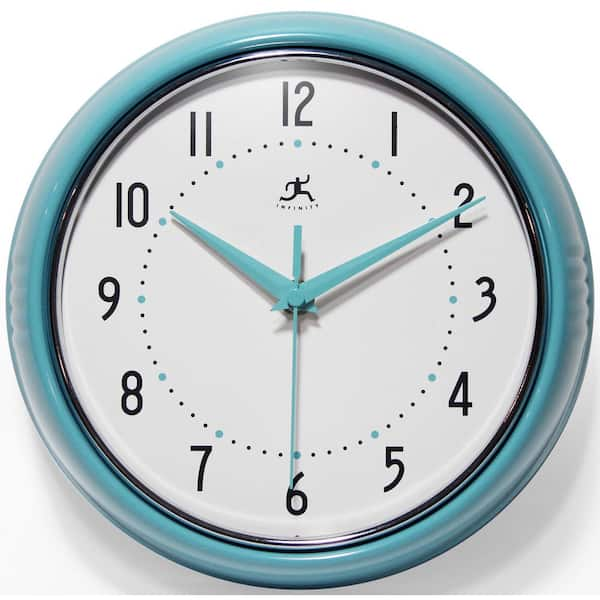 Infinity Instruments Retro Round Turquoise Wall Clock 10940-TQSE