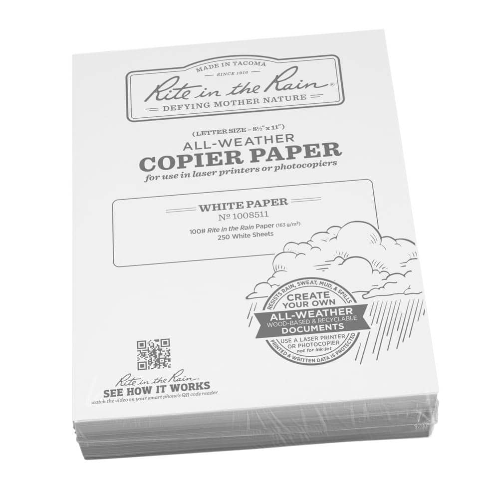 RITE IN THE RAIN, 100 lb Paper Wt, White, Waterproof Laser Paper -  60RP83