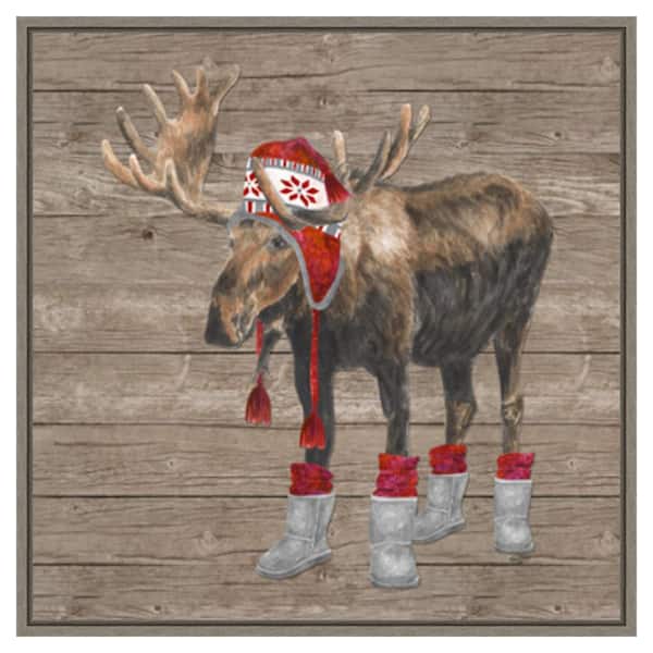 Amanti Art Warm in the Wilderness Moose by Tara Reed 30 in. W x 30 in. H Canvas Float Frame in Gray