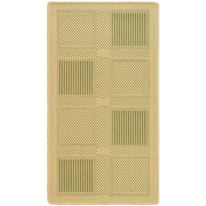 Courtyard Natural/Olive Doormat 2 ft. x 4 ft. Border Indoor/Outdoor Patio Area Rug