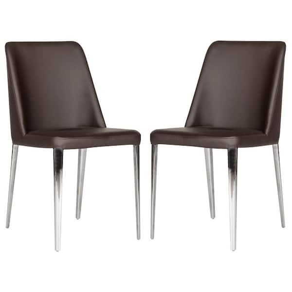 SAFAVIEH Baltic Brown Leather Dining Chair (Set of 2)