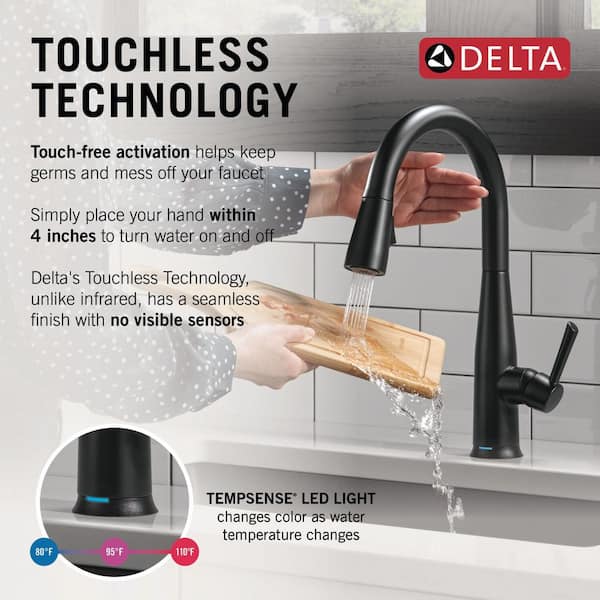 Essa Touch/Touchless Matte Black 16 in. H Pull Down Sprayer Kitchen Faucet with 360 Degree Spout Swivel