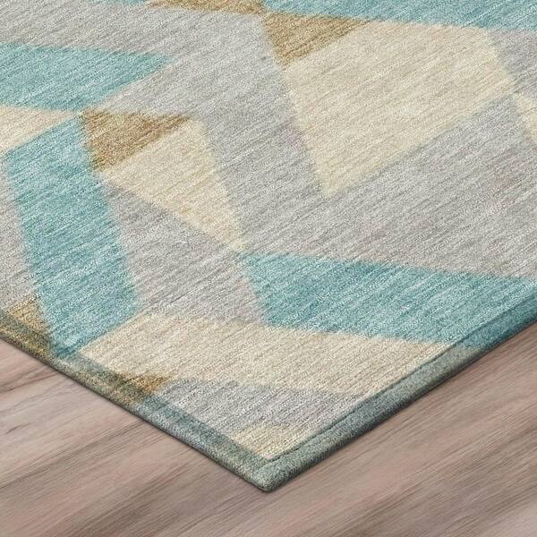Chantille Machine Washable Indoor/Outdoor Abstract ACN2962 Aqua 10 ft. x 14 ft. Area Rug