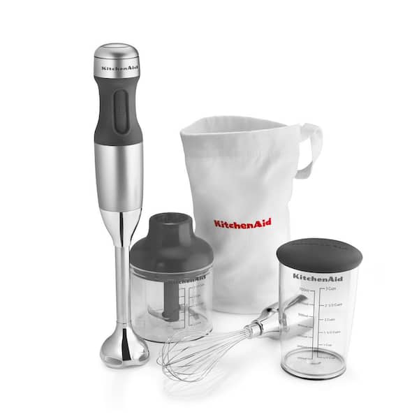 skolde kærlighed Integral KitchenAid 3-Speed Contour Silver Immersion Blender with Whisk and Chopper  Attachments KHB2351CU - The Home Depot