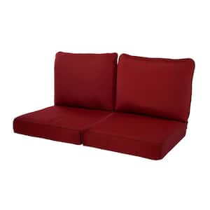 Spring Haven 23.5 in. x 26.5 in. 4-Piece Outdoor Loveseat Cushion Set in True Red