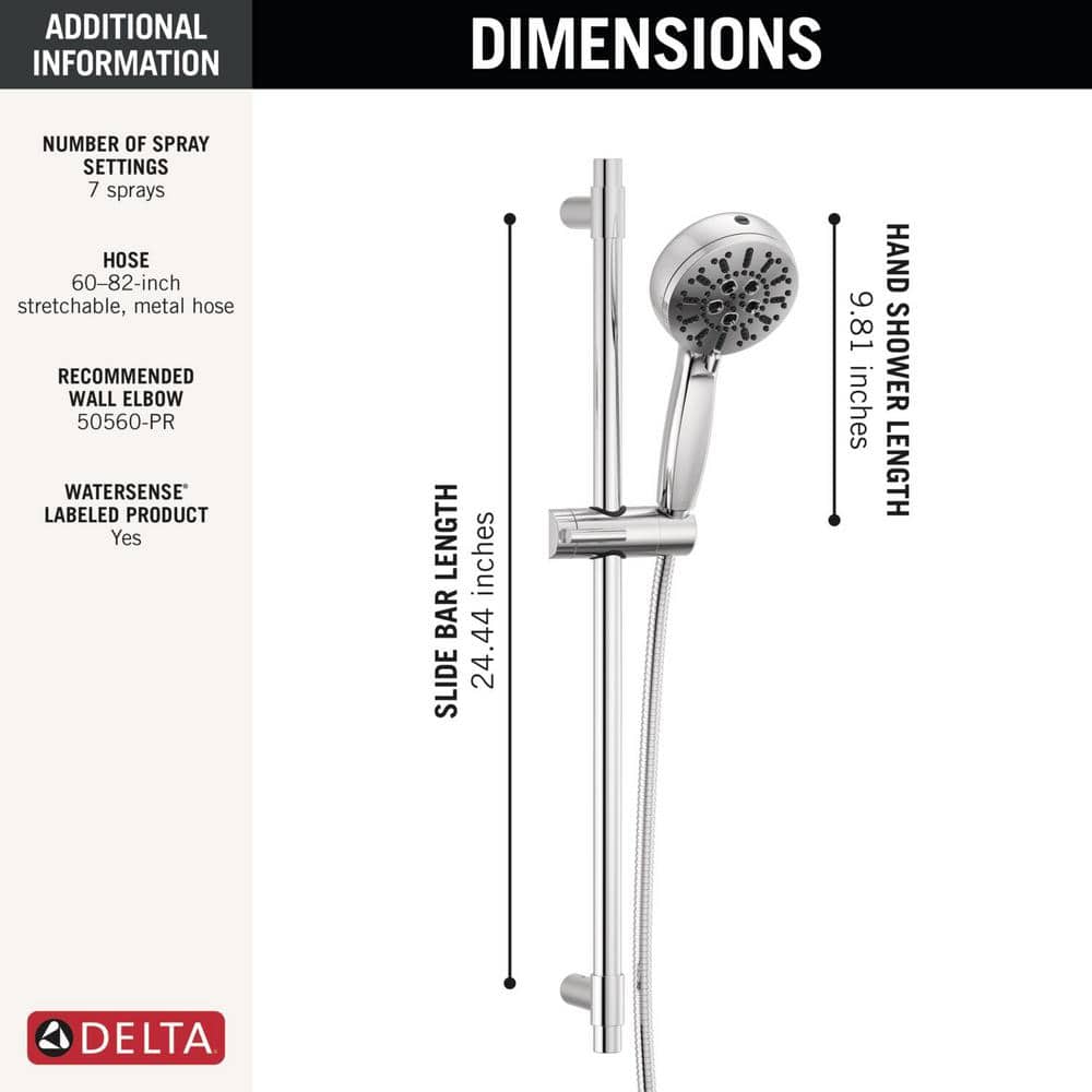 Lumicoat Chrome Adjustable Multi-Head Handheld Shower System