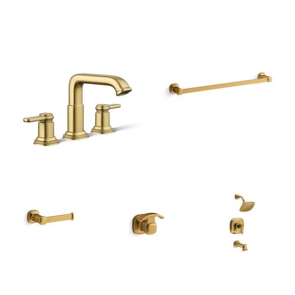 Numista Bathroom Faucet, 24 in. Towel Bar, Toilet Paper Holder, Robe Hook and Tub/Shower Faucet Combo