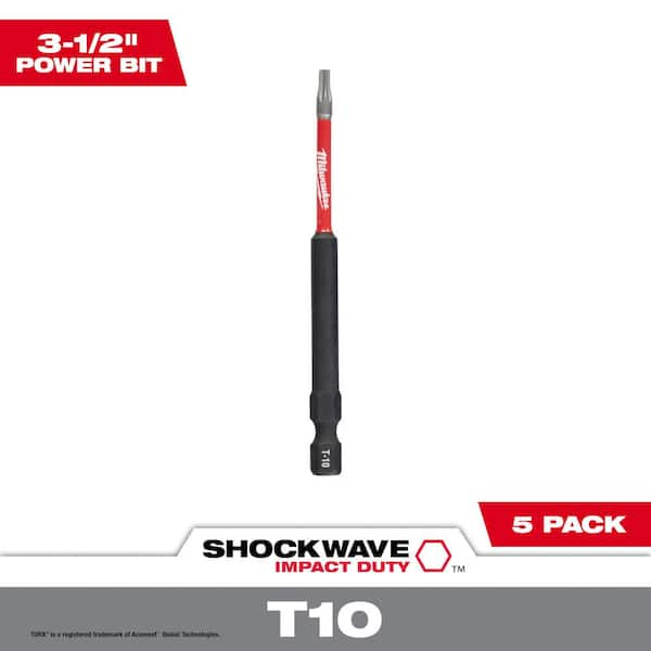 Milwaukee SHOCKWAVE Impact Duty 3-1/2 in. T10 Torx Alloy Steel Screw Driver Bit (5-Pack)