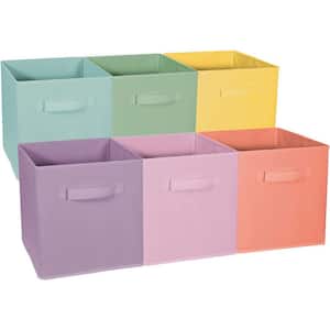 11 in. H x 10.5 in. W x 11 in. D Multi-Colored Pastel Foldable Cube Storage Bin (6-Pack)