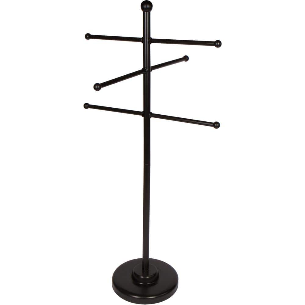 50" Black Metal Freestanding Pool and Spa Towel Rack