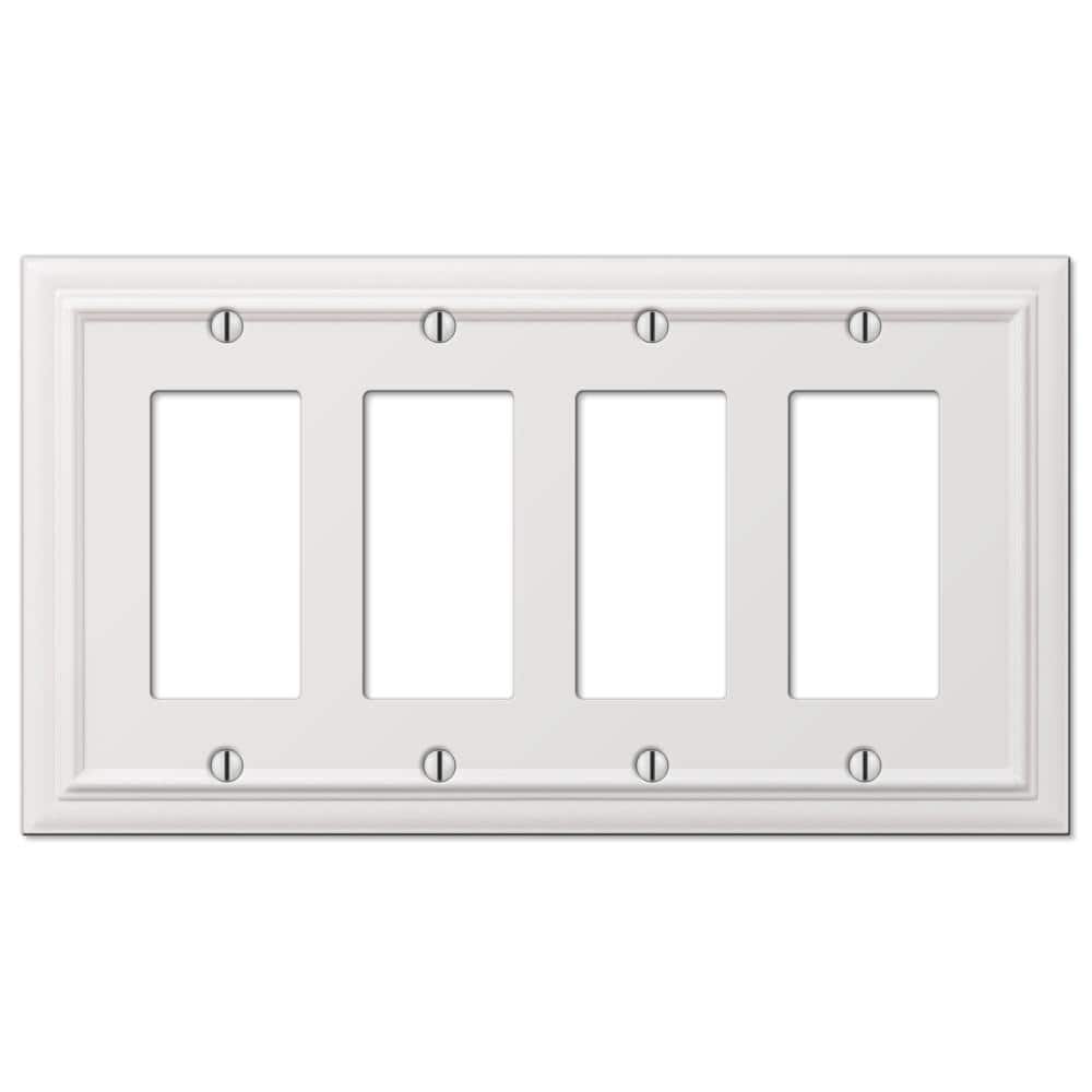 White Cast Metal 4-Gang Rocker Wall Plate