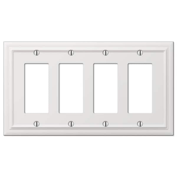 AMERELLE Continental 4 Gang Rocker Metal Wall Plate - White