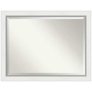 Eva 45.5 in. x 35.5 in. Modern Rectangle Framed White Silver Wall Mirror