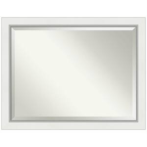 Eva 45.5 in. x 35.5 in. Modern Rectangle Framed White Silver Wall Mirror