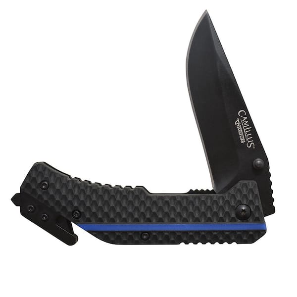 Camillus THIN BLUE LINE 7.75 in. Assisted Open Folding Knife in Blue 19653  - The Home Depot