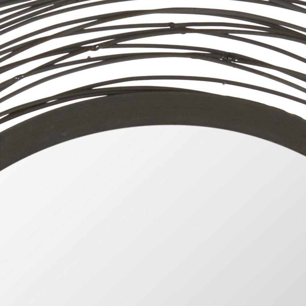 21" Round Brown Iron Wire Wall Mirror