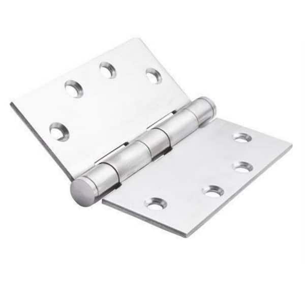 4.5in. x 4.5in. Stainless Steel Full Mortise Squared Radius Plain Bearing Standard Door Hinge w/Removable Pin (Set of 2)