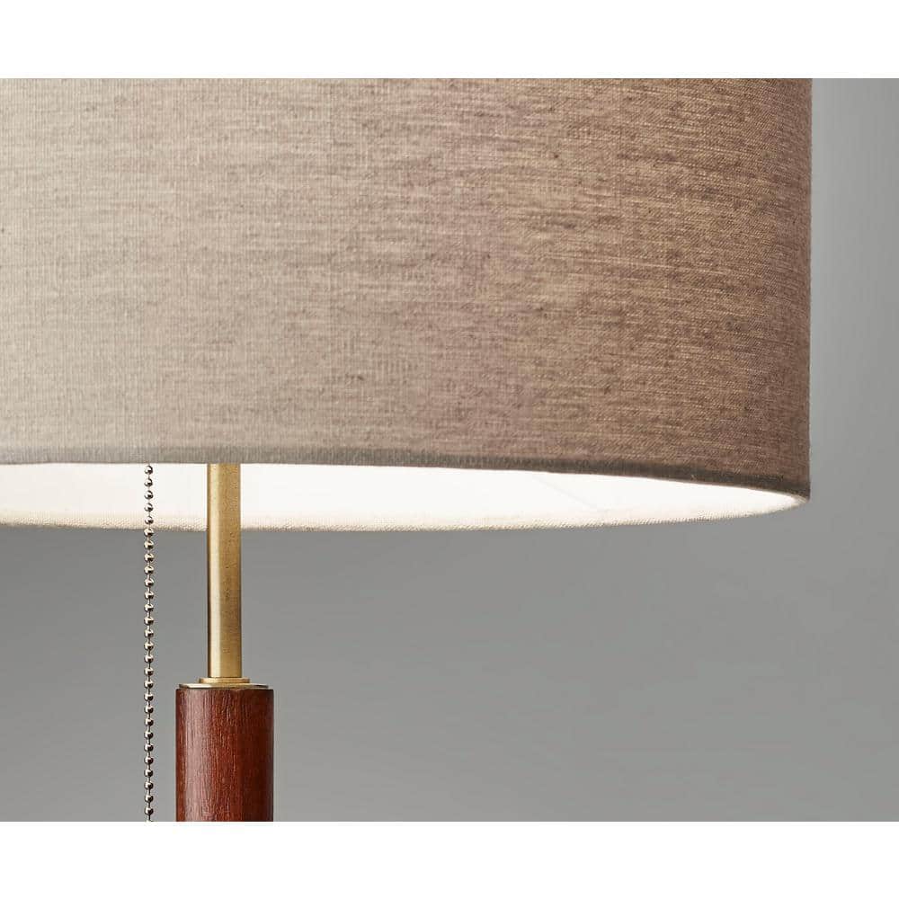 Hamilton 26.25'' White Linen Shade Table Lamp with Walnut Wood Body