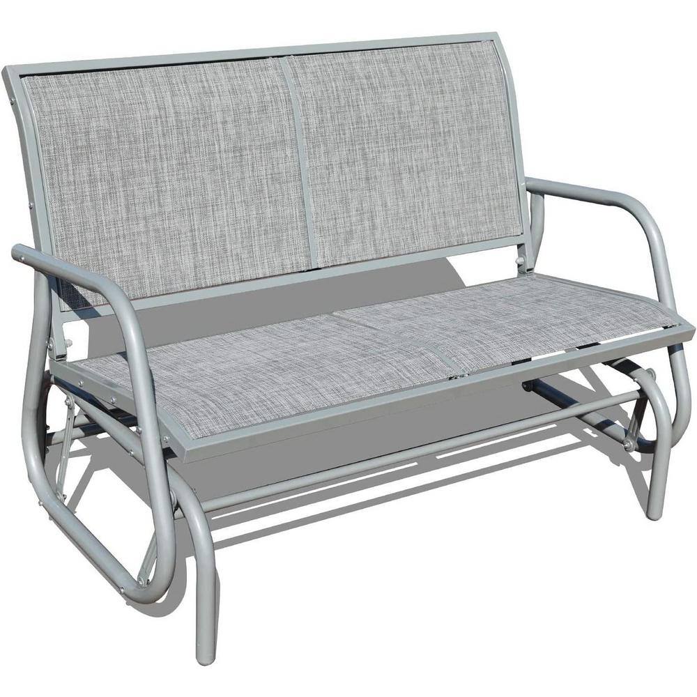 ANGELES HOME 47 in. W 2Person Metal Outdoor Glider Bench Double Rocker
