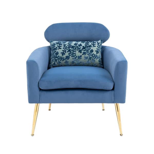 Jushua Modern Blue Velvet Chaise Lounge Chair