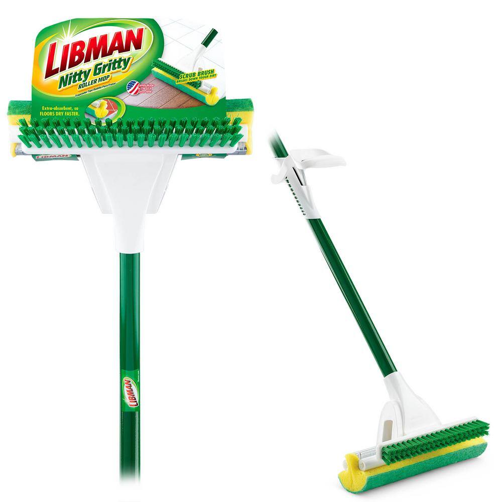 Green Steel Roller Sponge Mop with Scrub Brush and Refills