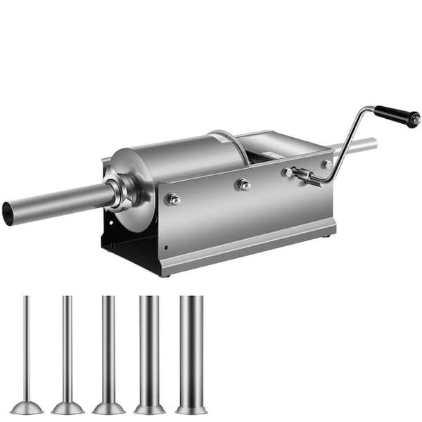 SKYSHALO Horizontal Sausage Stuffer 3 L/7 lbs. Manual Sausage Maker With 5 Filling Nozzles Sausage Stuffing Machine For Home