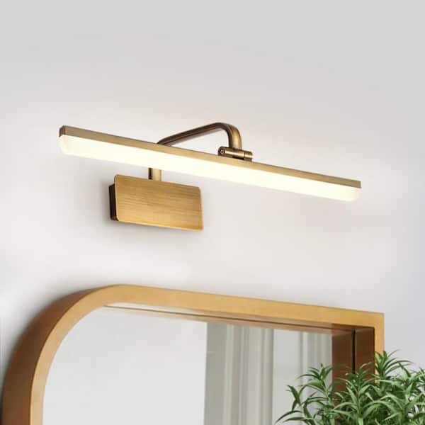 HUOKU Nimbus 15.7 in. 1-Light Brass LED Bathroom Vanity-Light Bar Wall Sconce in Warm White 3000K