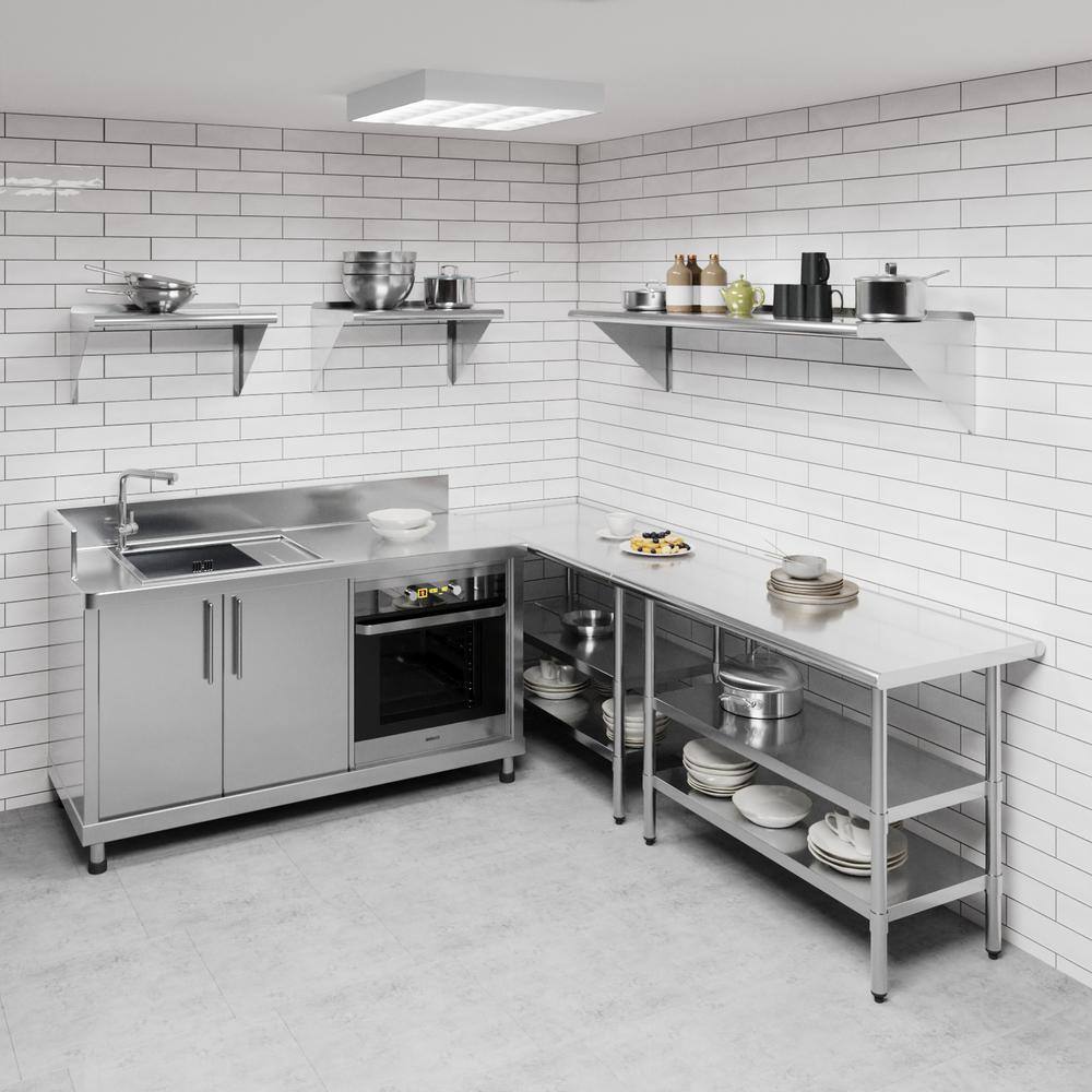 60" Stainless Steel Wall Shelf with Brackets