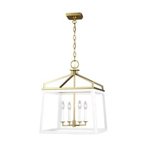 Carlow 18 in. W x 23.5 in. H 4-Light Matte White Indoor Dimmable Large Lantern Chandelier with No Bulbs Included