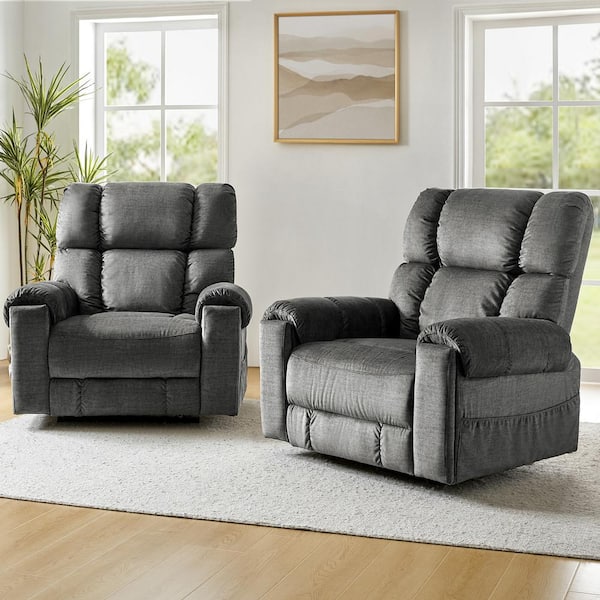 Jacob Gray Power Assisted Lift Recliner Set of 2 with Head, Footrests, Massage, Heating, and USB/Type-C Ports